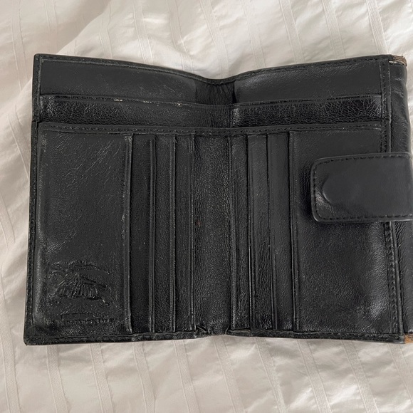 EUC BURBERRY BIFOLD WALLET BLACK ALL LEATHER - Picture 3 of 7